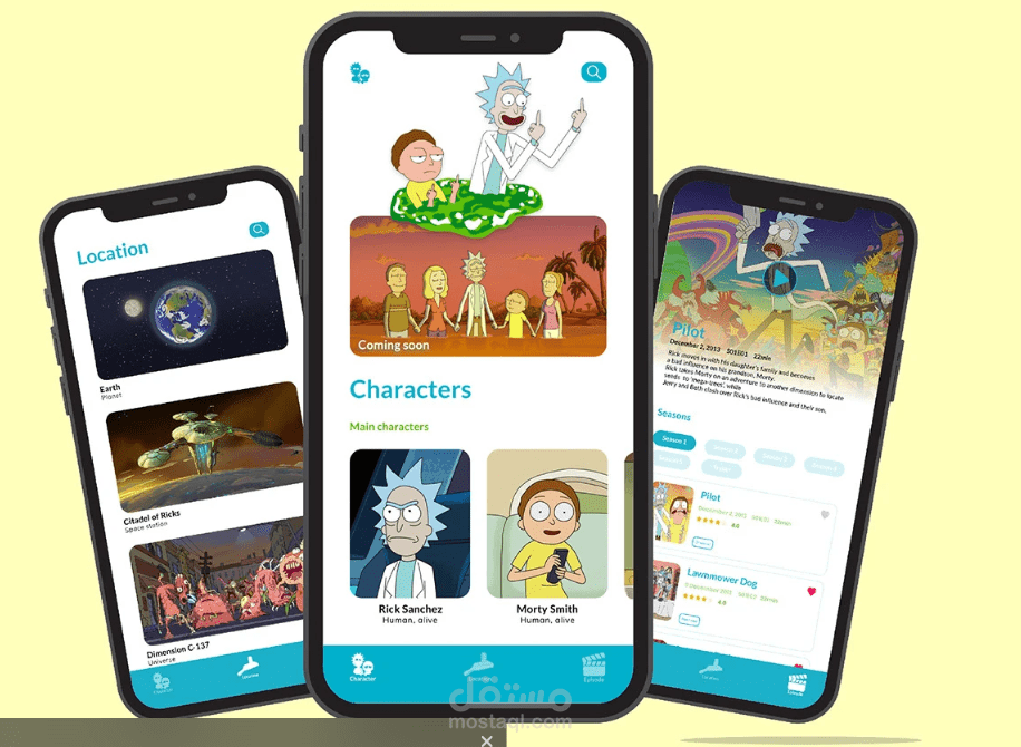 تطبيق عرض شخصيات Rick and Morty باستخدام Flutter