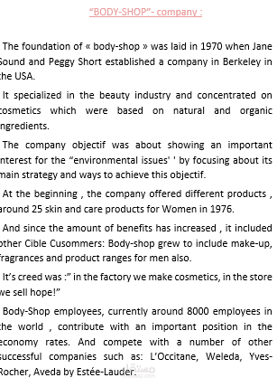 BODY-SHOP" compagny"