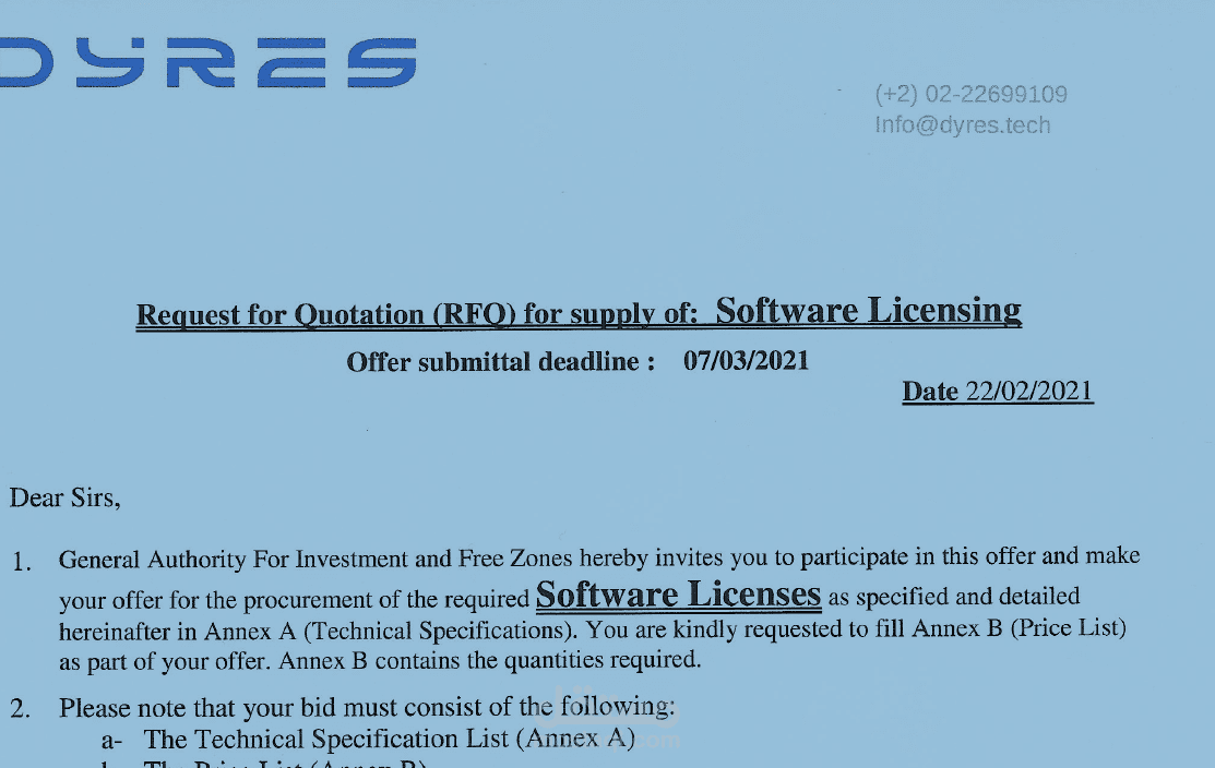 ٌRFO – Request for Offer