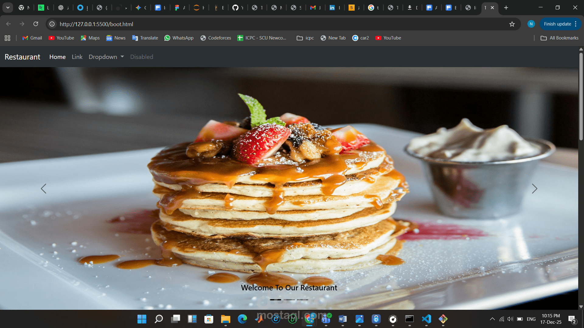 موقع مطعم باستخدام Bootstrap