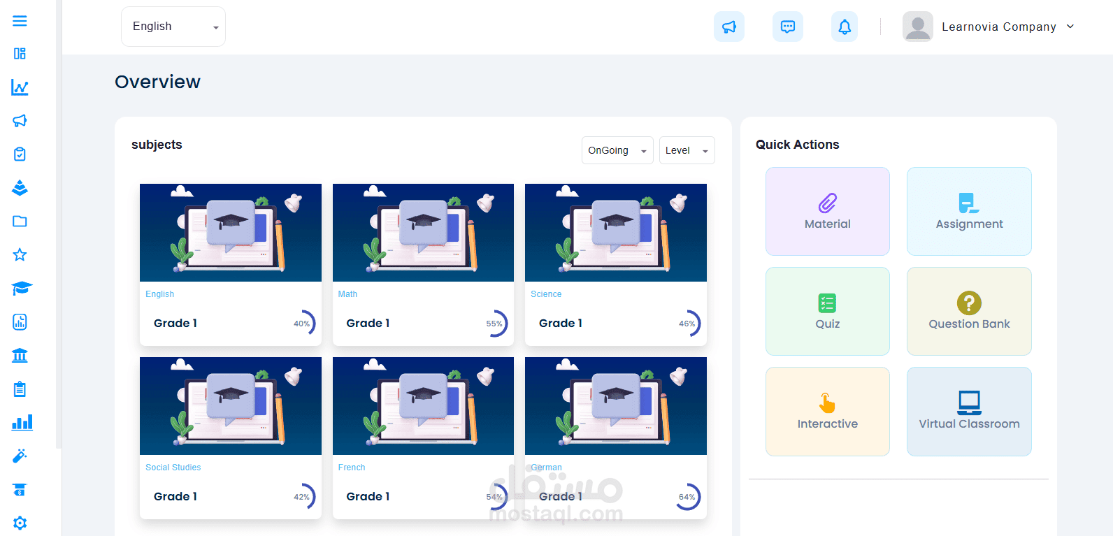بناء واجهات تفاعلية لنظام تعليمي متكامل – Learnovia