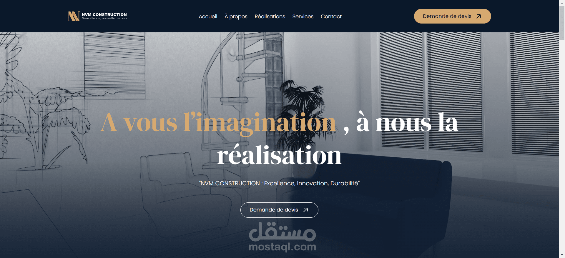 NVM Construction موقع الكتروني لشركة - Next.js/React.js/PHP