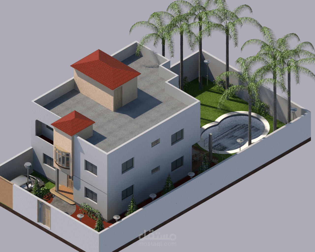 تصميم فيلا سكنية متكاملة مع إخراج 3D.