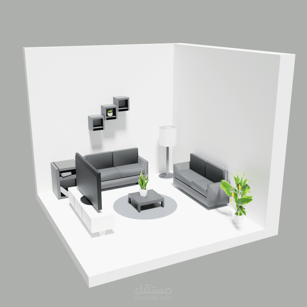 "تصميم غرفة معيشة عصرية – البساطة والأناقة في كل زاوية ️ #تصميم_داخلي #3DRender #Blender3D #ديكور"