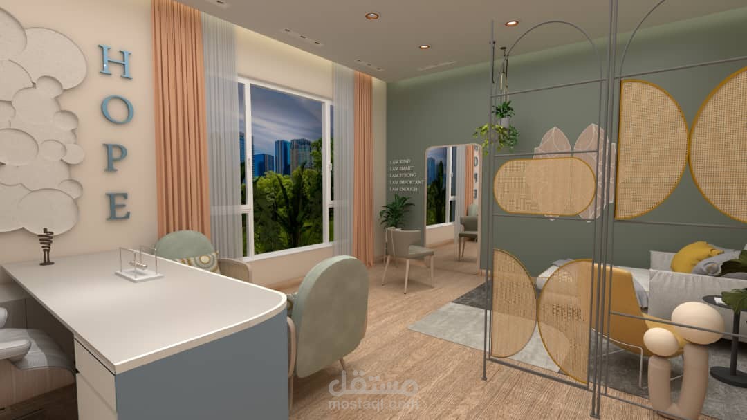 تصميم غرفة اخصائي نفسي