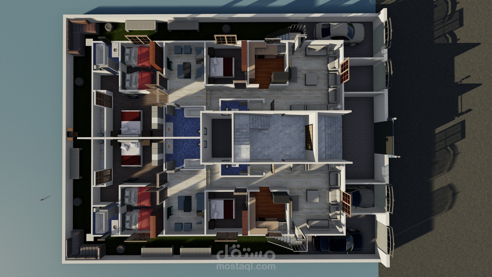 تصميم داخلي مبنى إسكان متوسط في مدينه القاهرة