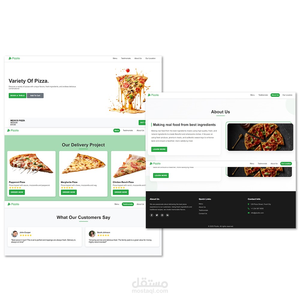 تصميم متجر ألكتروني لبيع الوجبات السريعة