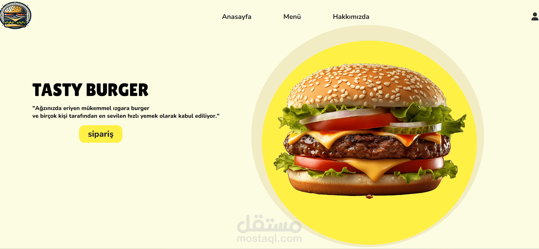 Landing Page لمطعم برجر باستخدام HTML, CSS, JavaScript