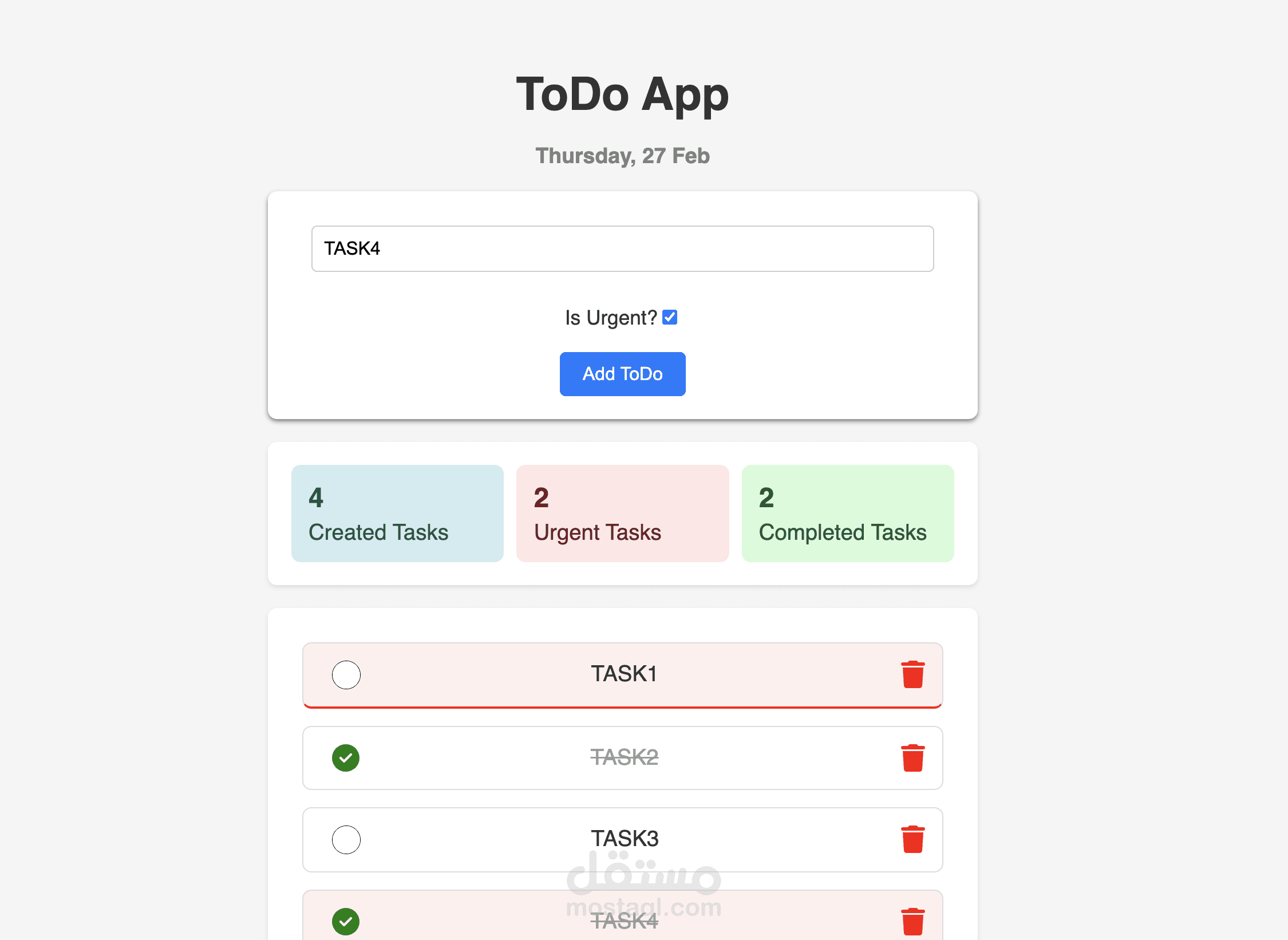 Simple ToDo App using ReactJS