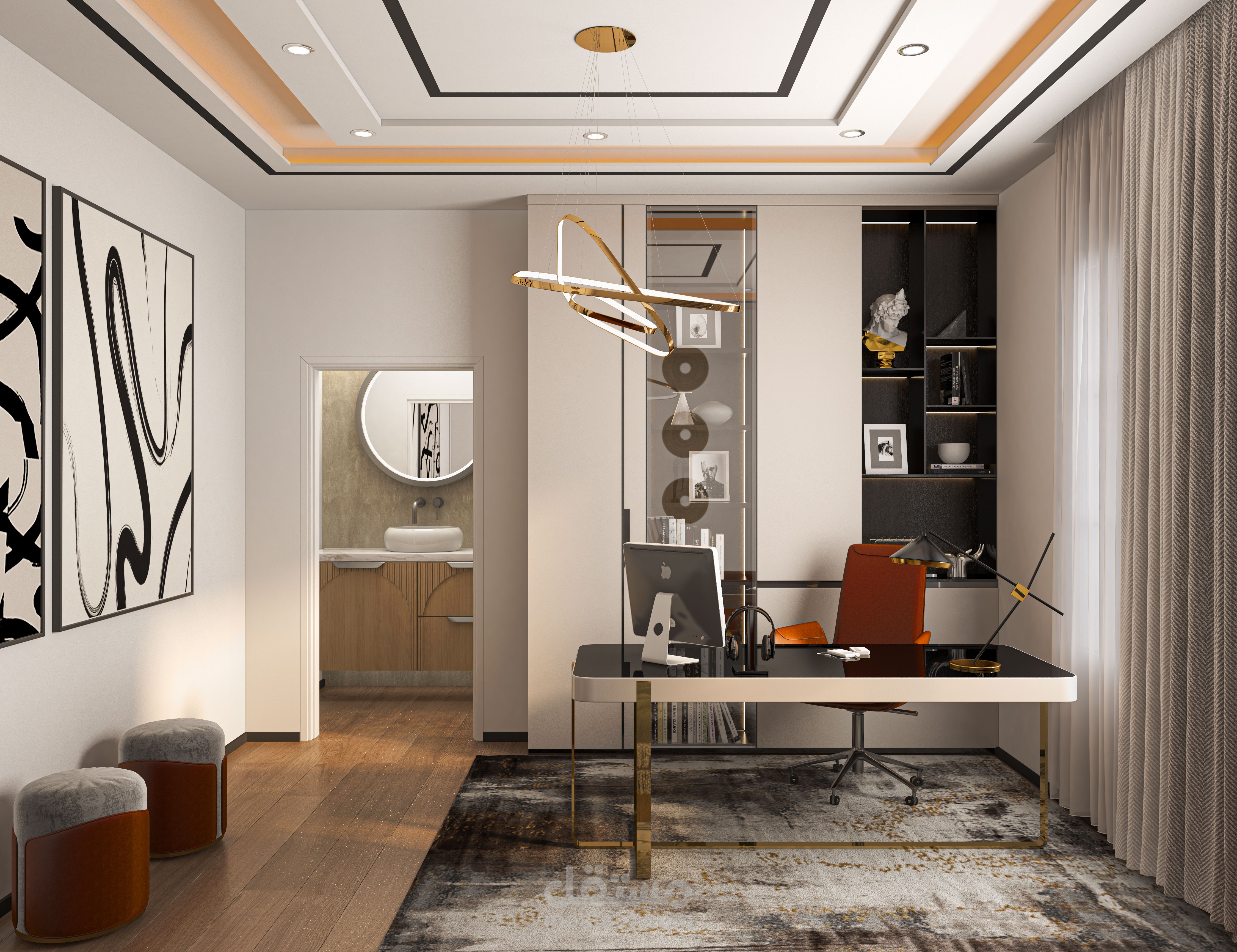 غرفة مكتب داخل منزل