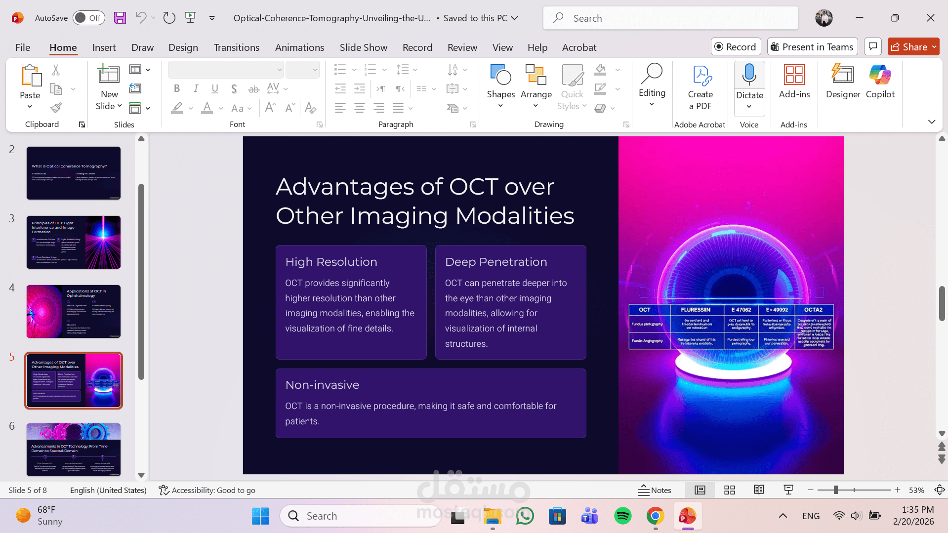 عمل بإستخدام power point عن مستقبل الـ OCT