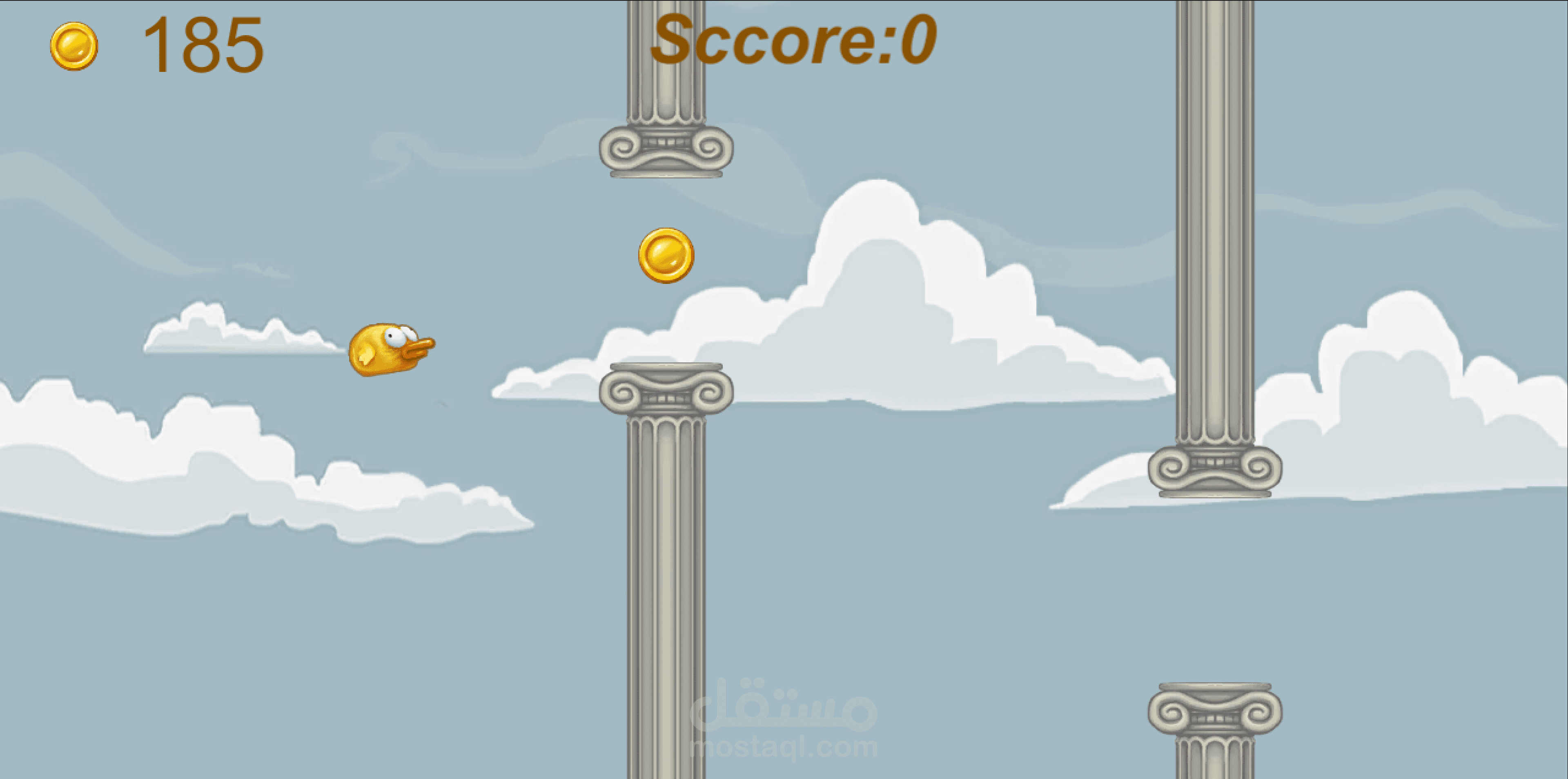 لعبة تشبه لعبة flappy Bird بمحرك ألعاب يونيتي Unity