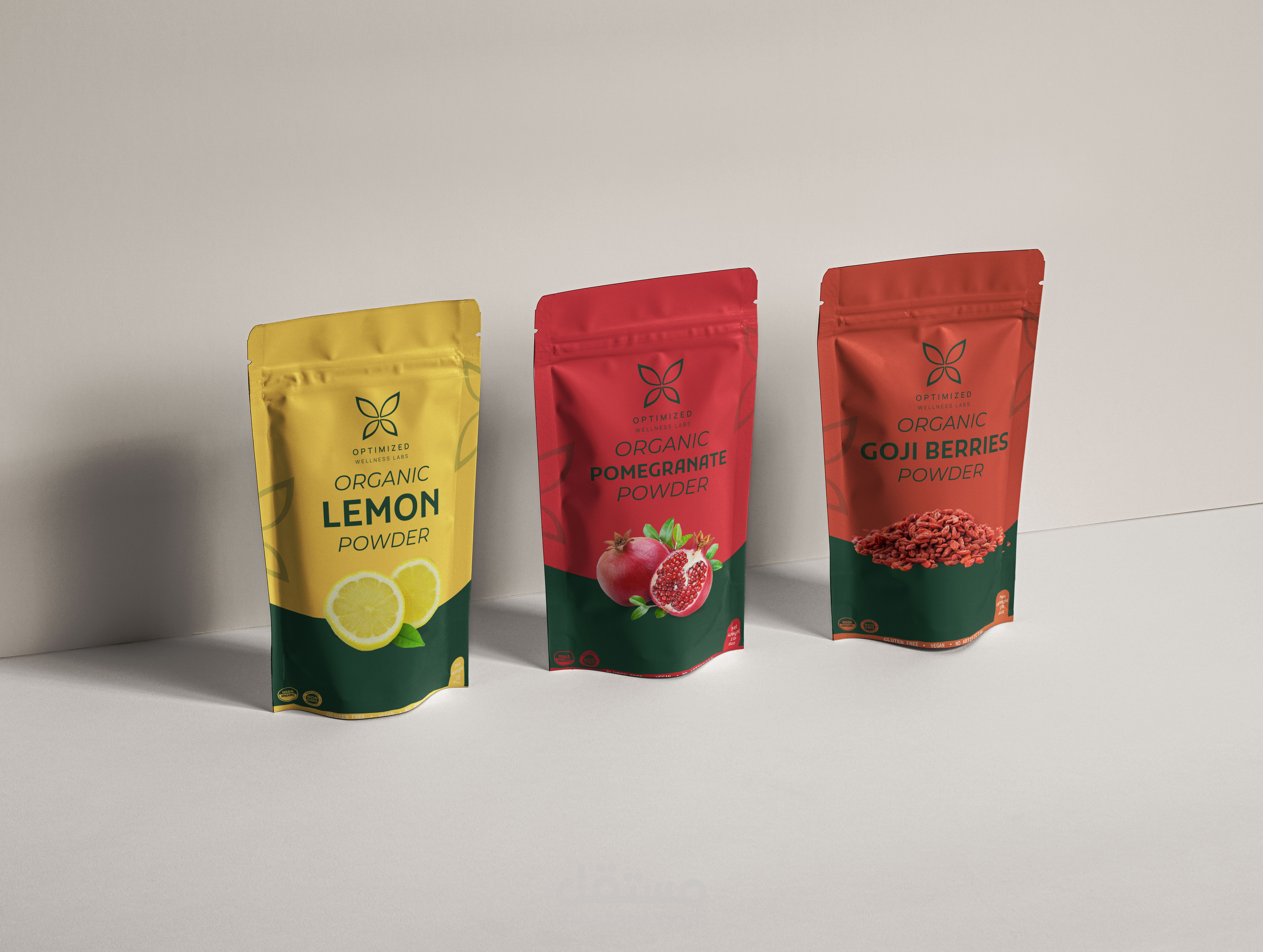 Optimized wellness labs | Logo design + Packaging concpets