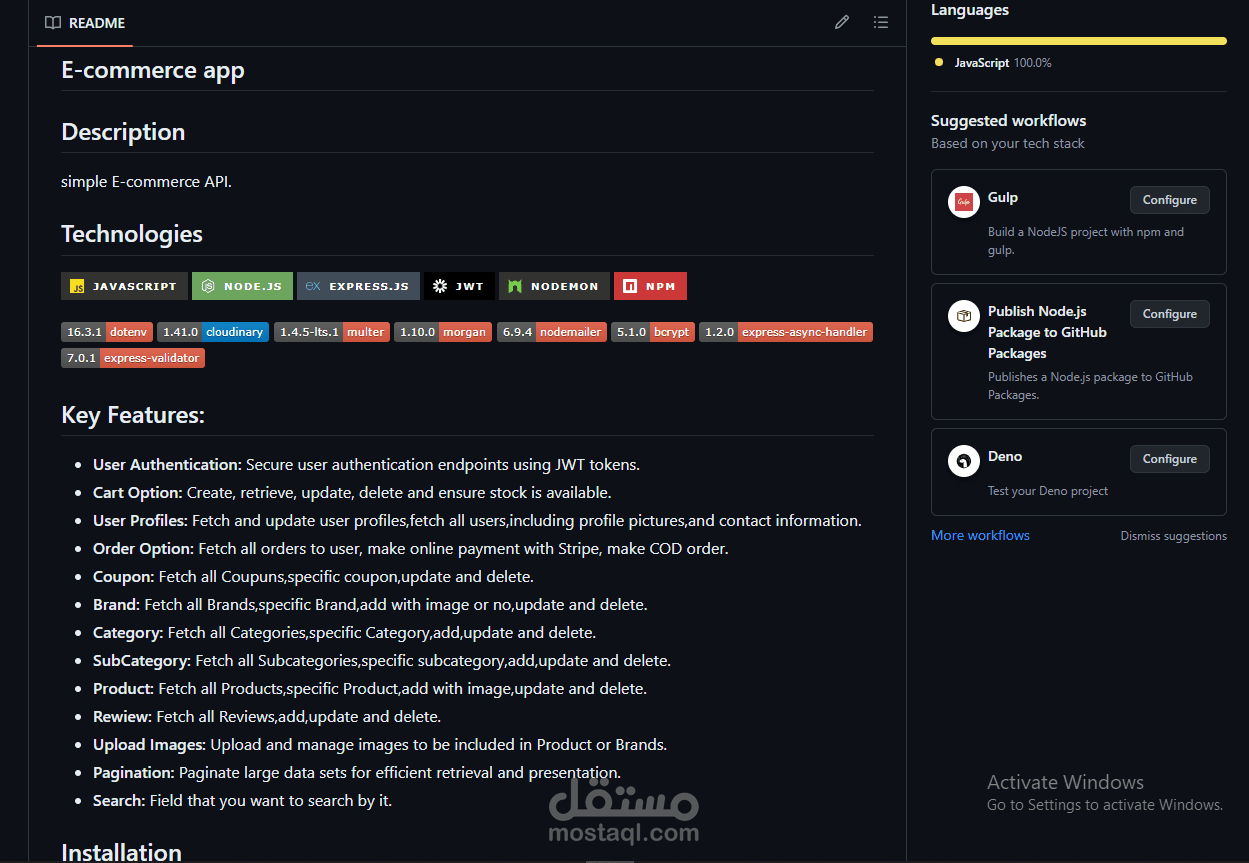 Full E-commerce Backend Application
