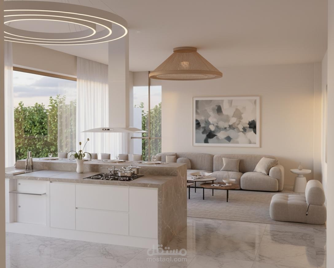 Kitchen with living room