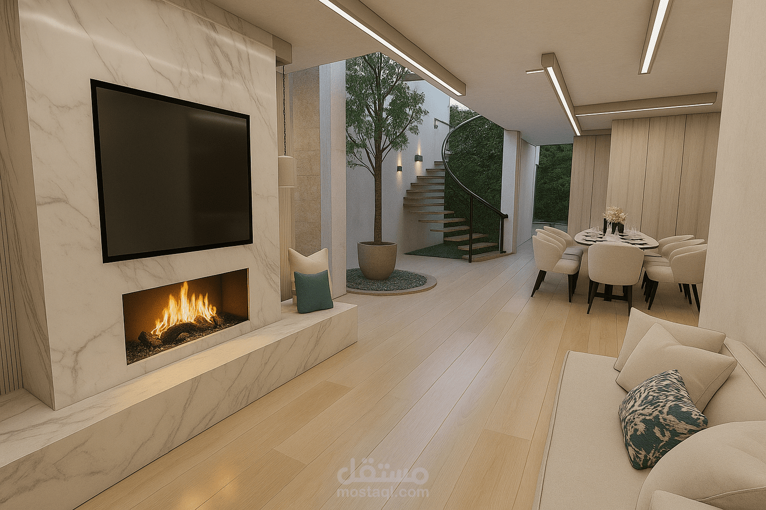 interior shots of living room with dining room