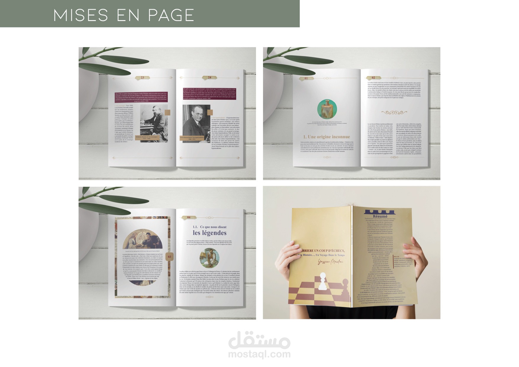 تصميم كتاب مصور باللغة الفرنسية عن تاريخ رياضة الشطرنج