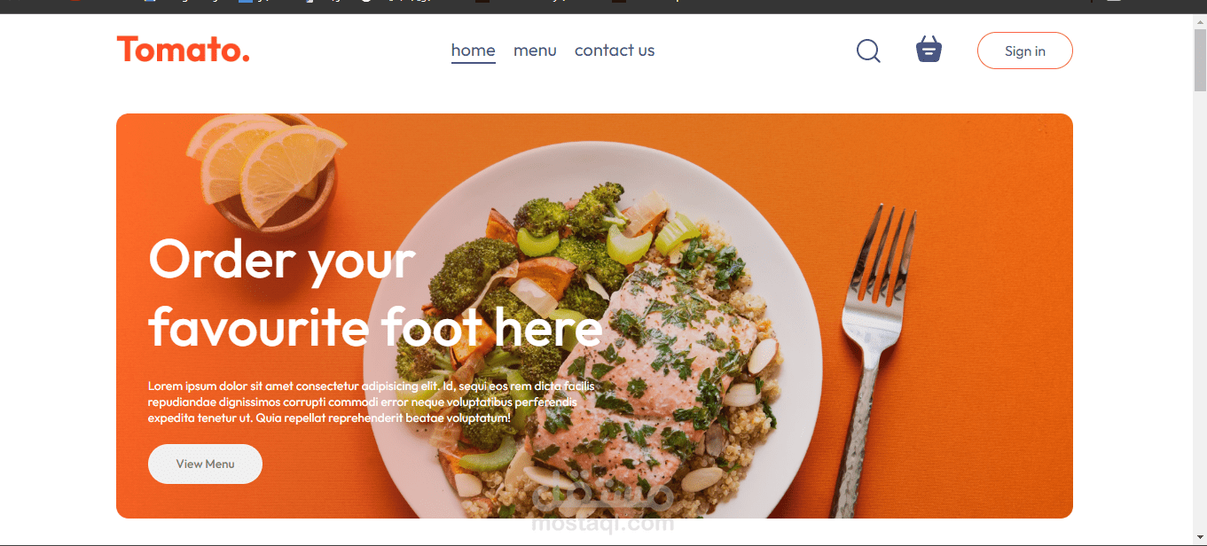 تطبيق ويب مصمم لتسهيل عملية طلب الطعام عبر الإنترنت (Food Delivery App)