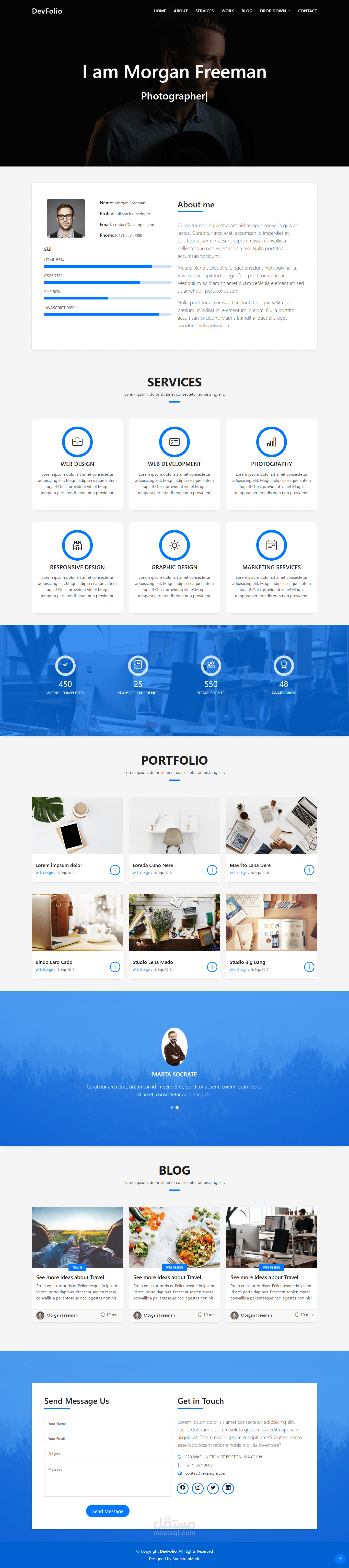 موقع بورتفوليو شخصي عصري وجذاب باستخدام HTML وCSS وJavaScript، يعرض معلوماتك بطريقة احترافية ومميزة.
