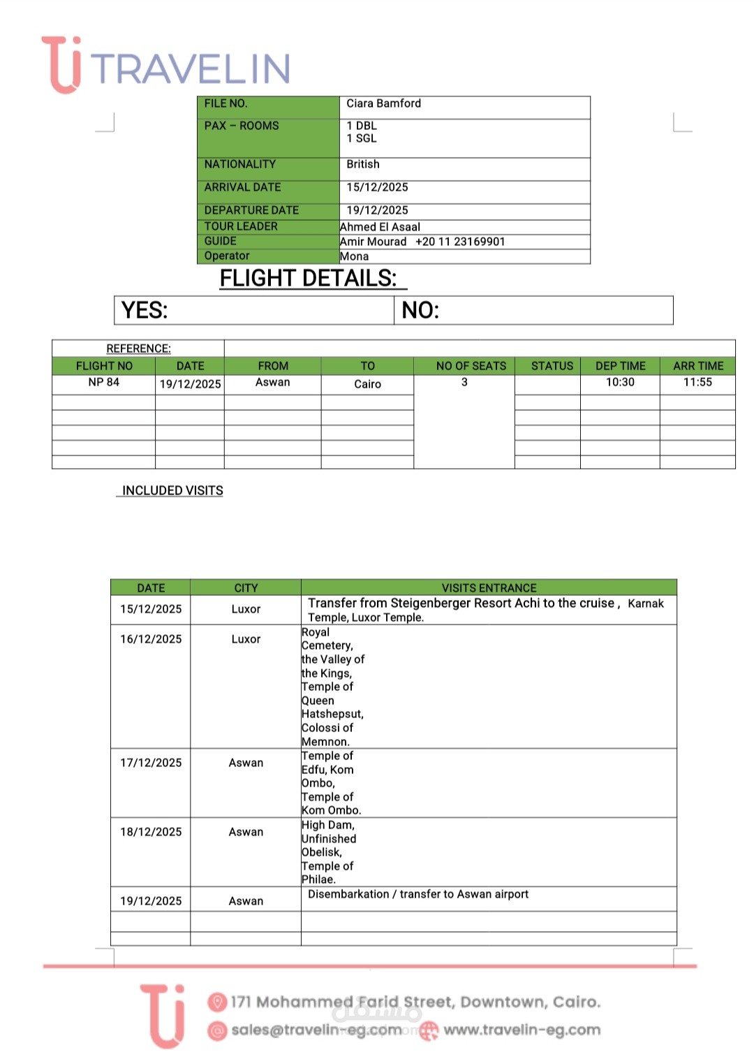 Service order in word