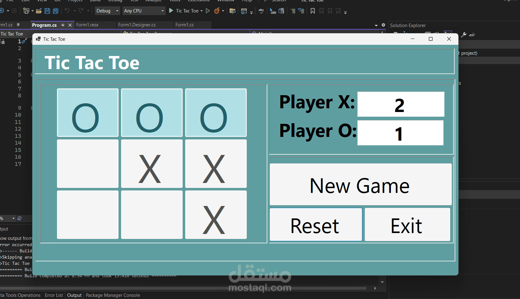 tic tac toe game using windows forms