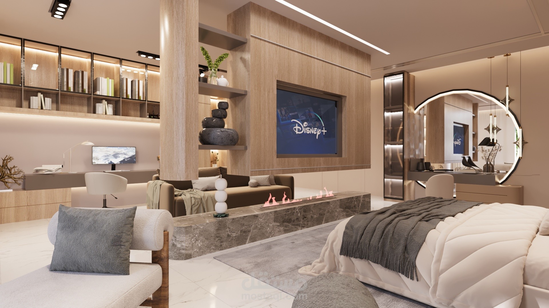 تصميم غرفة نوم ماستر بنمط استوديو – ماروتا سيتي، دمشق – سوريا