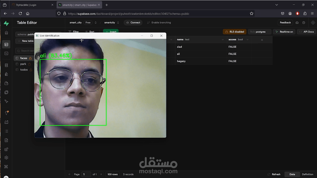 نظام التعرف علي الوجه مباشر من خلال الكاميرا