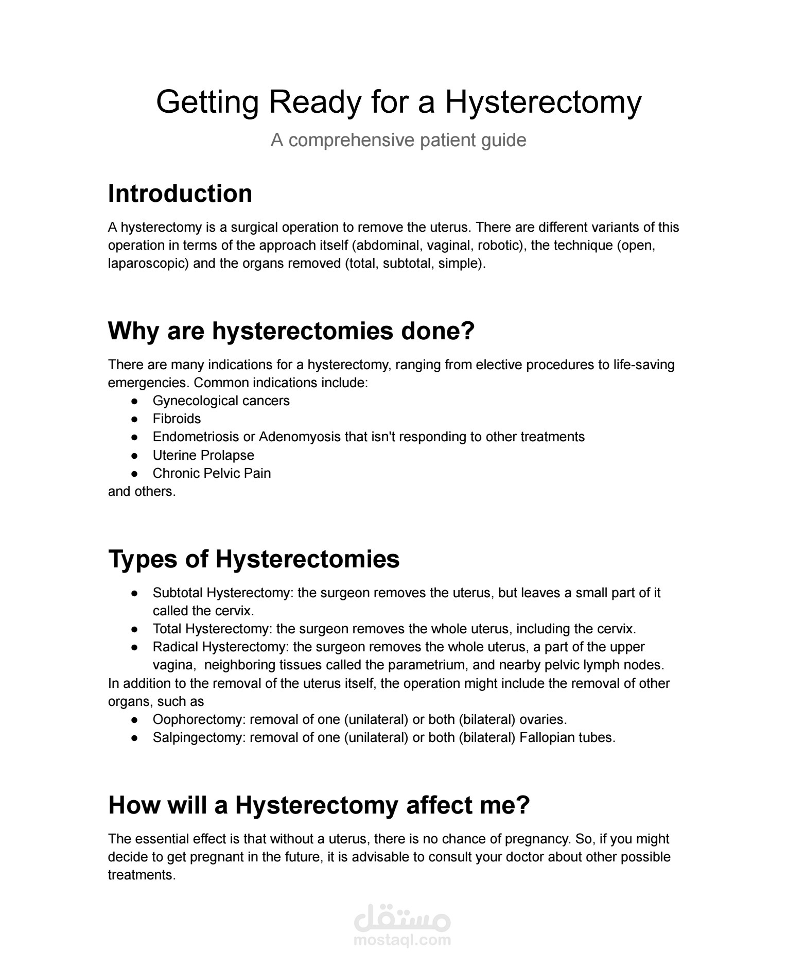 Getting Ready for a Hysterectomy - A comprehensive patient guide