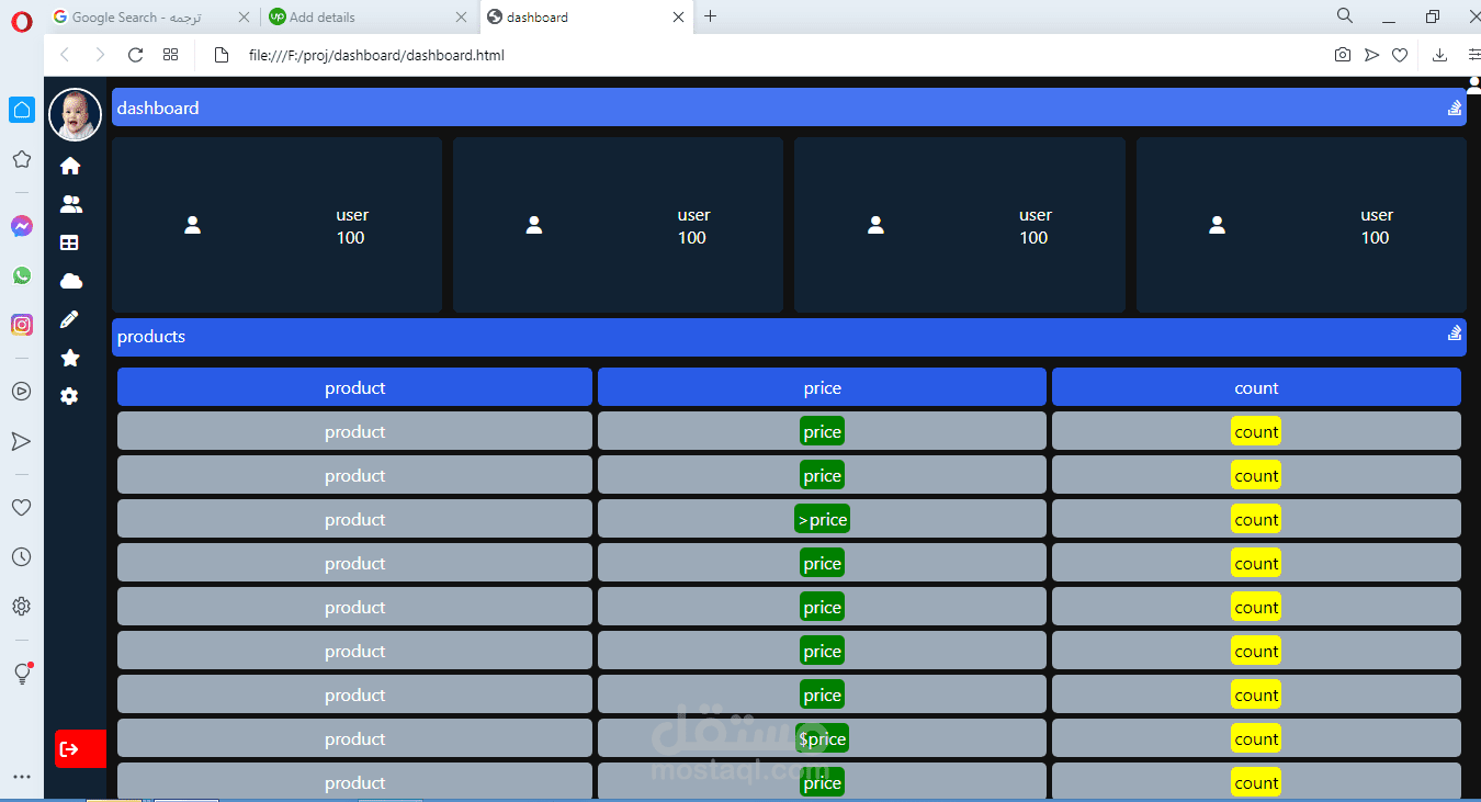 Responsive Dashboard