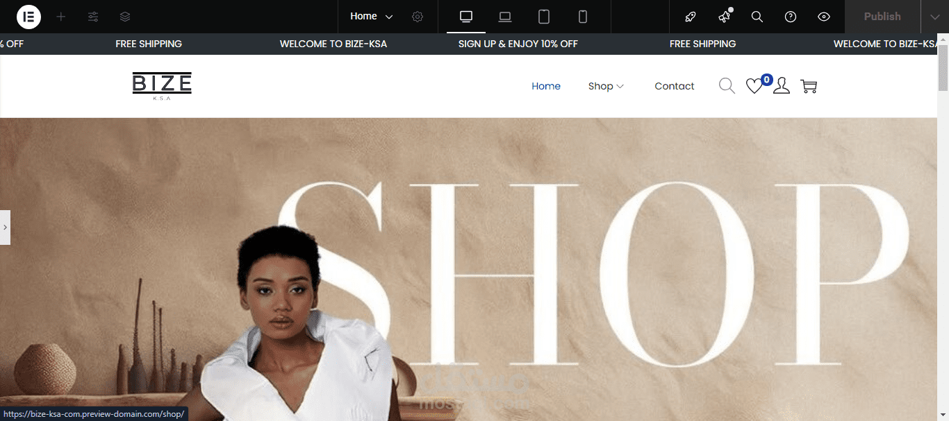Bize e-commerc wordpress website