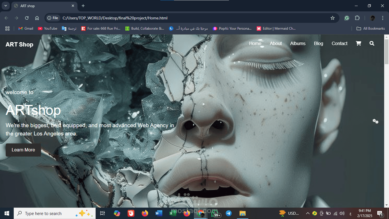 تصميم وتطوير صفحة هبوط احترافية لمتجر ARTshop