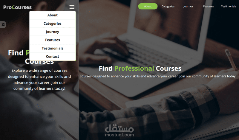 Pro Courses Website By JavaScript