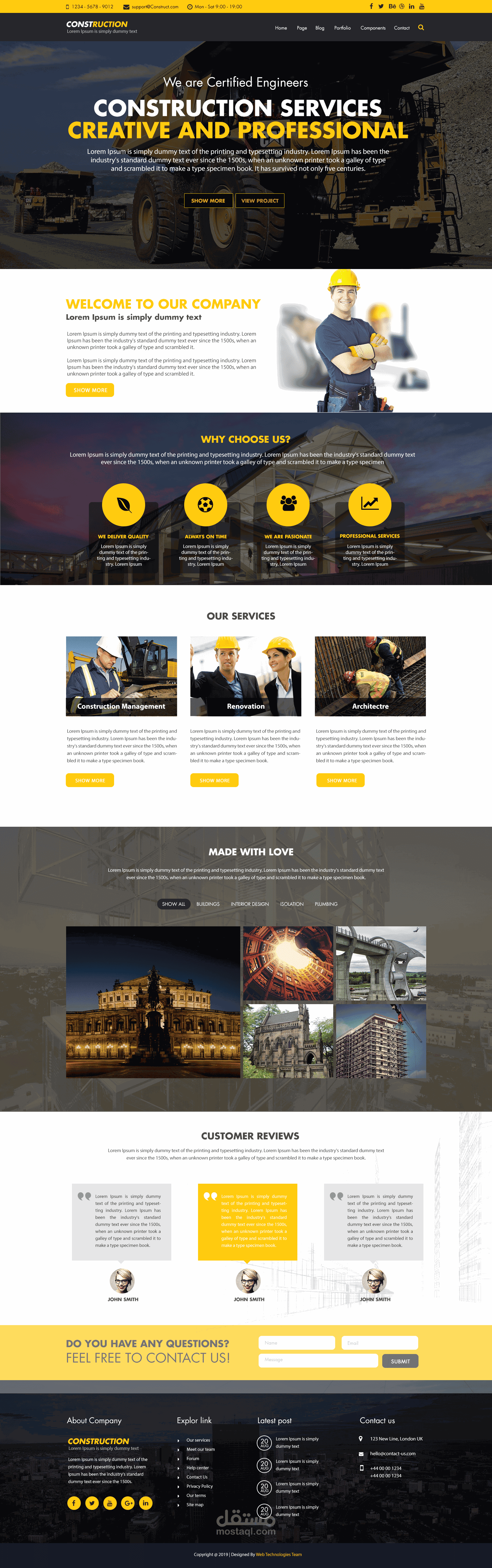 تصميم موقع Construction services باستخدام Html,Css