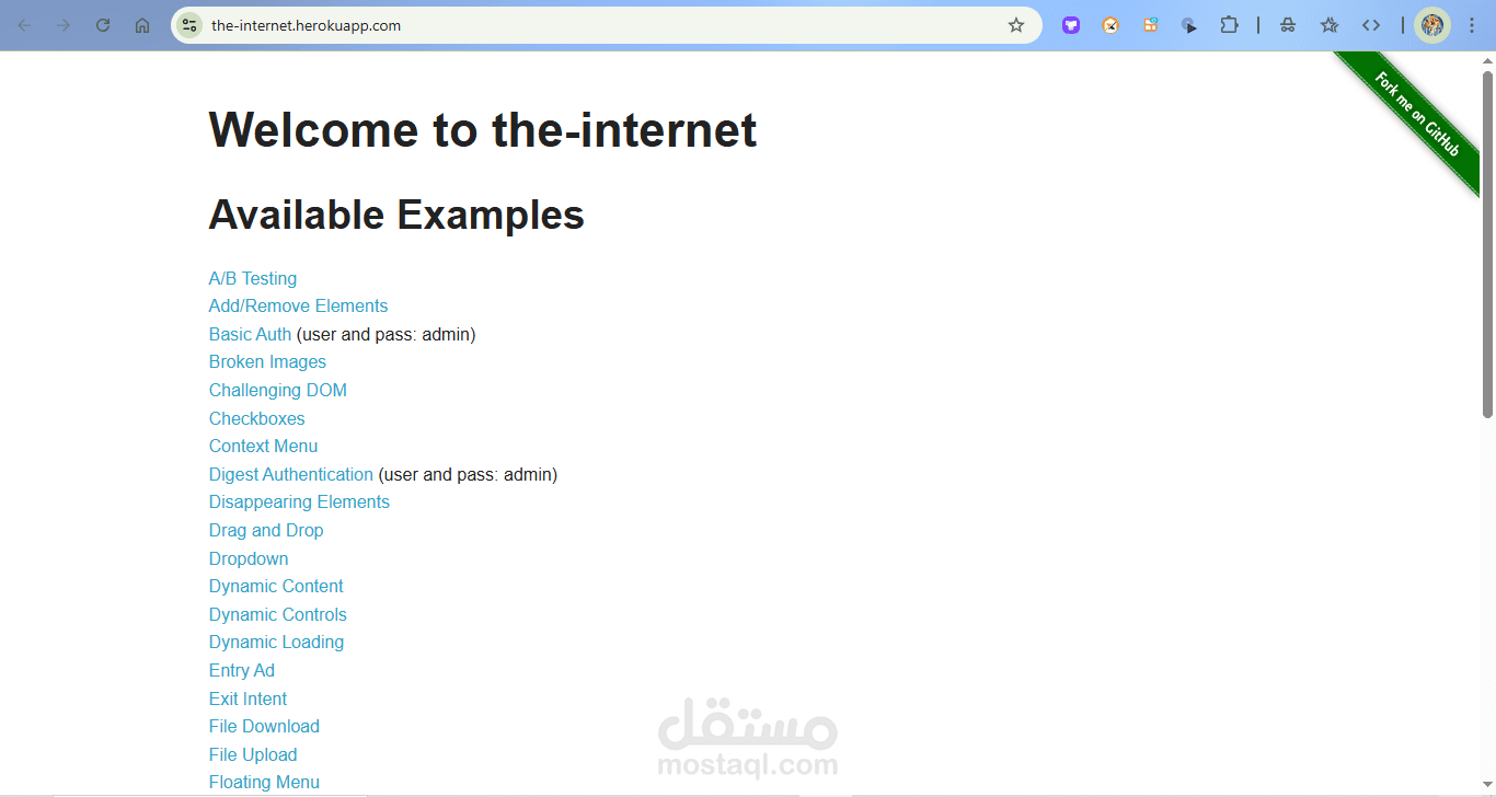 The Internet Herokuapp