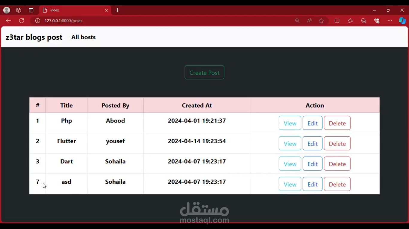 منصة تدوين - Blog Post Management System (CRUD)
