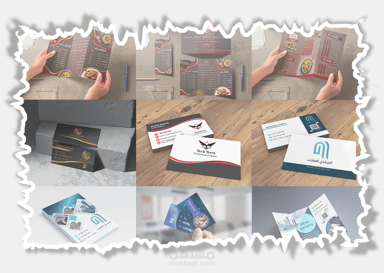 تصميم المطبوعات(Business card-Flyer-Brochure-menu)