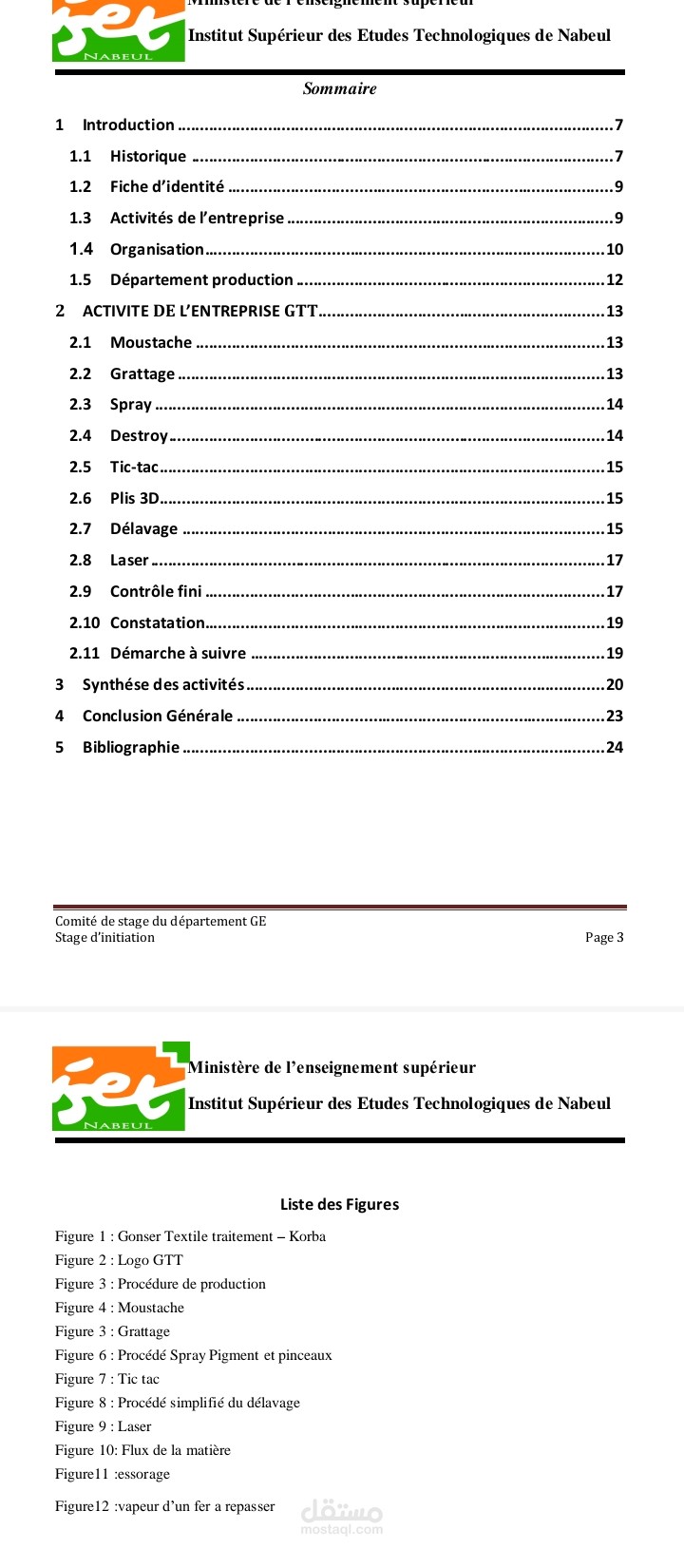 Rapport de société textile traitement