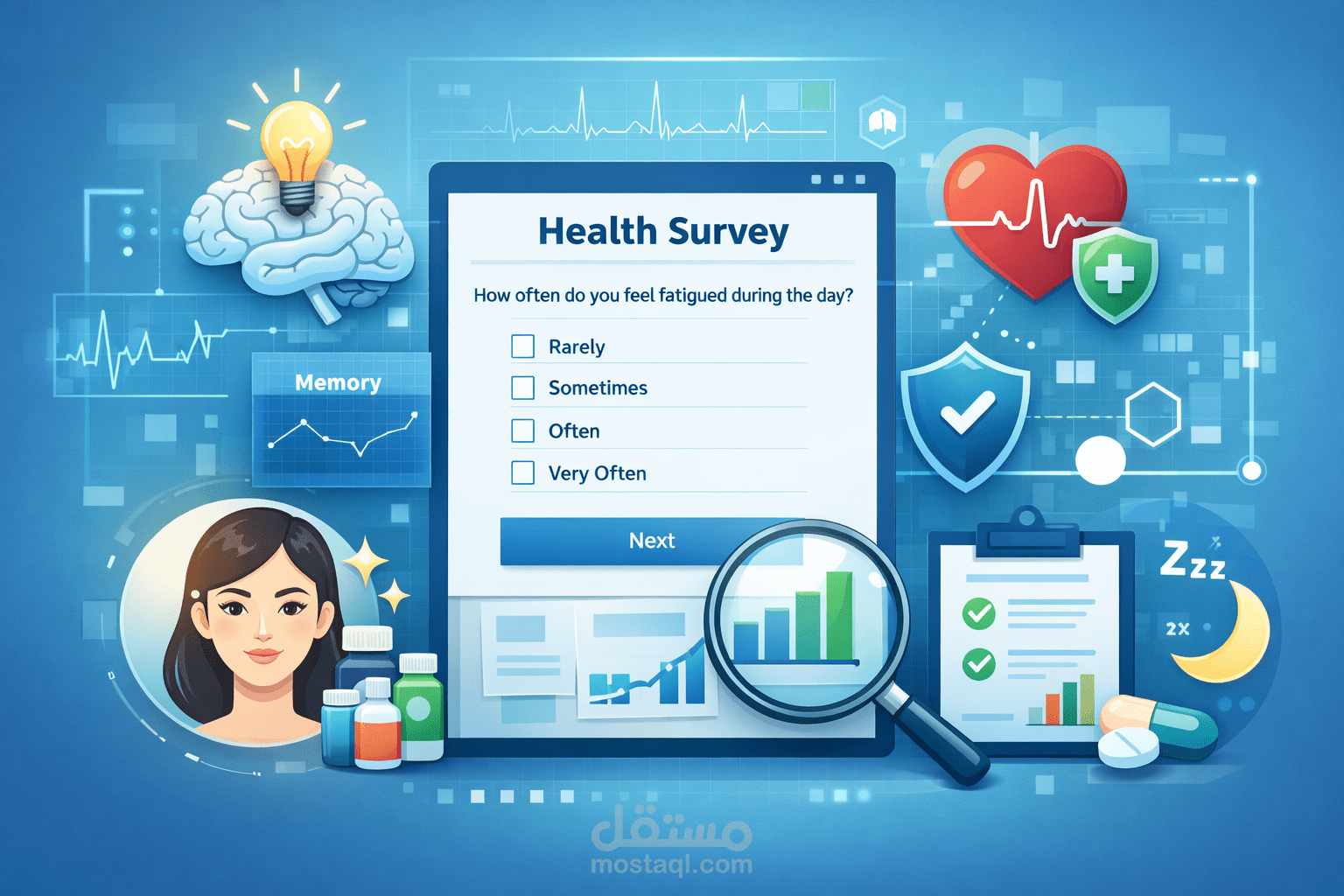 تصميم استبيان صحي شامل للكبار وتحليل نتائج دقيق