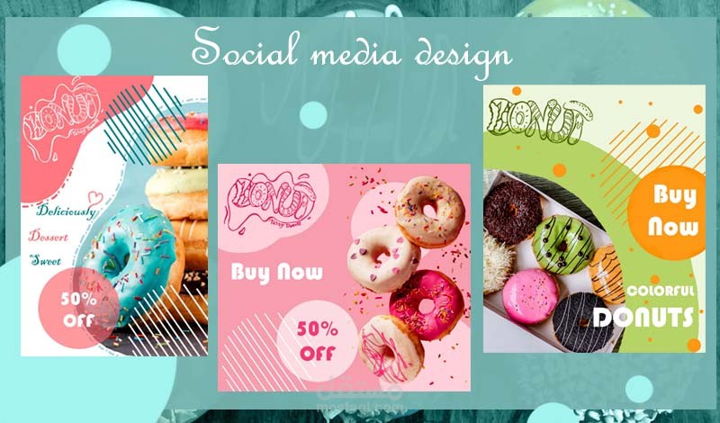 تصميم إعلانات سوشيال ميديا لدونات