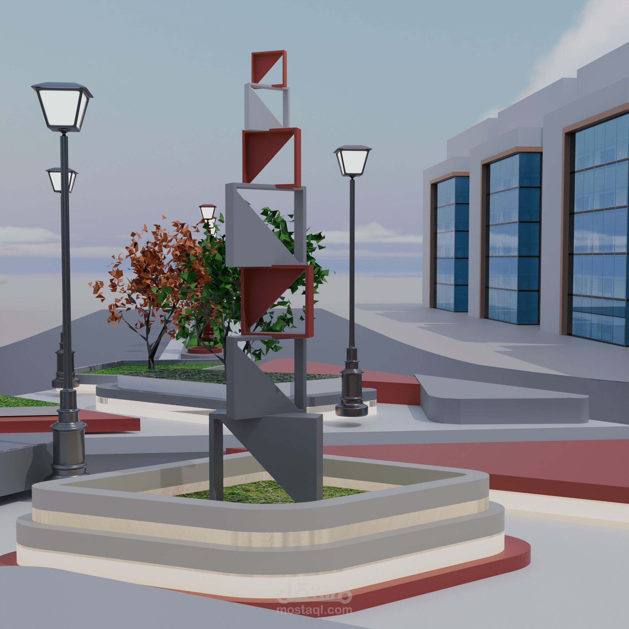 مشروع إعادة تخطيط لميدان عام ببرنامج بلندر