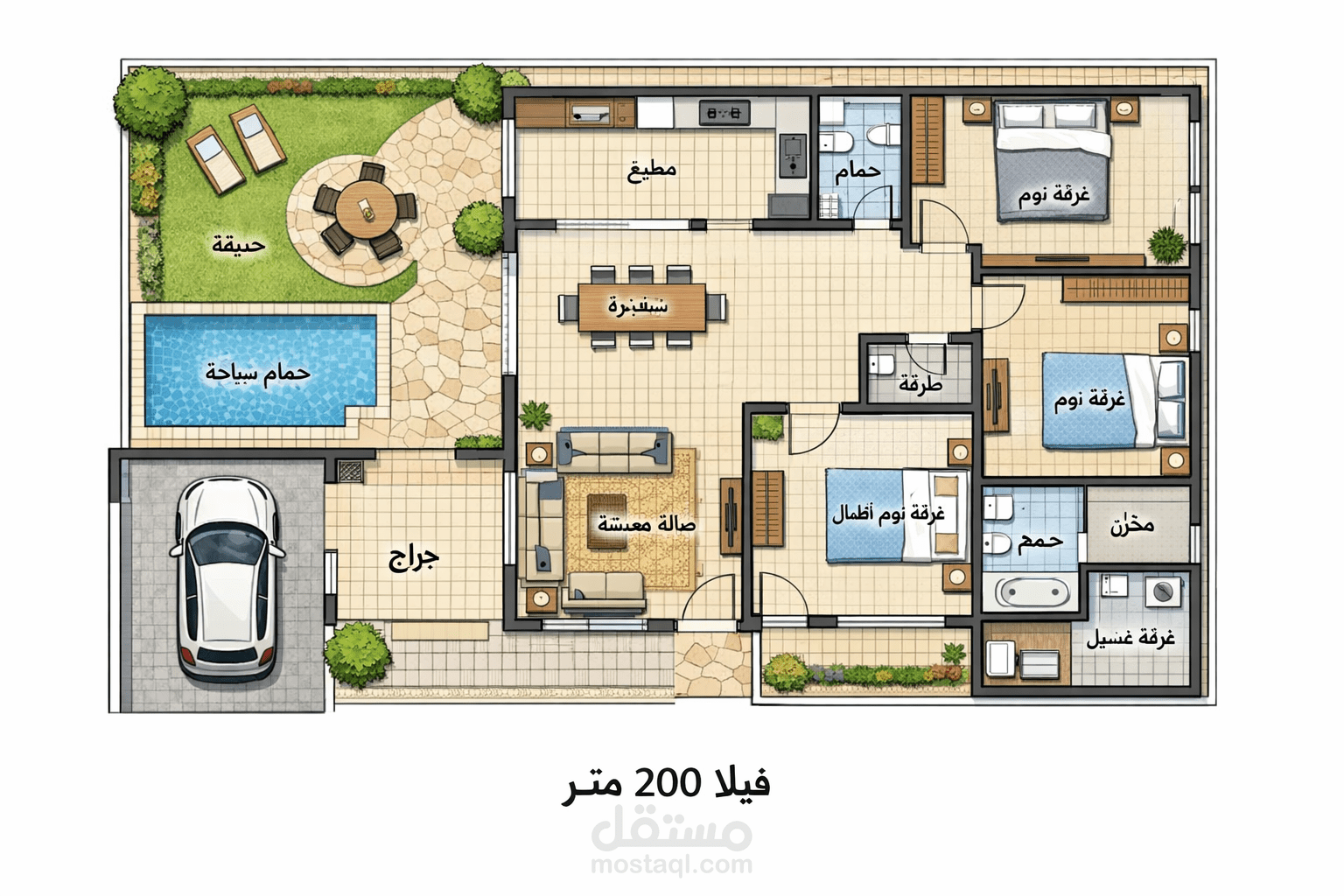 التخطيط والتصميم الداخلي المميز مع التوزيع الجيد واستغلال المساحات