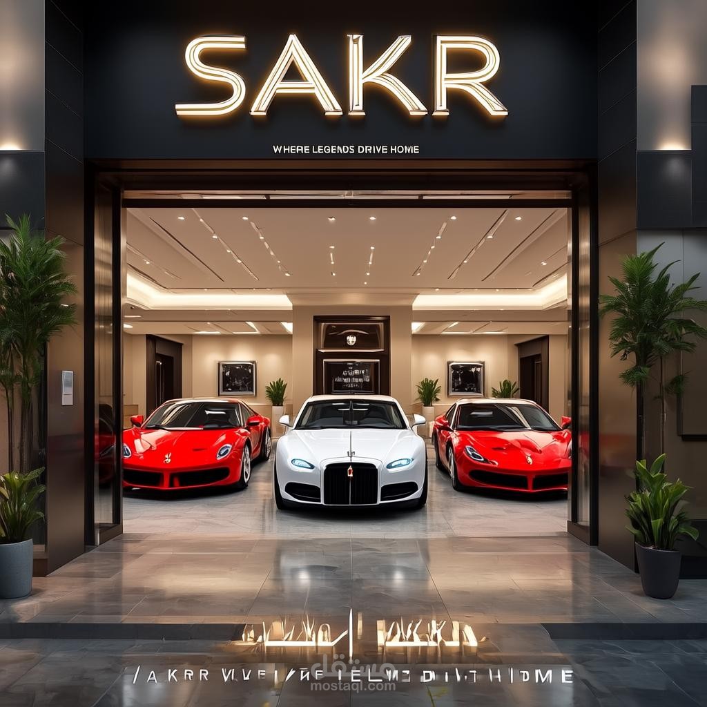 تصميم إعلان مميز لمعرض مشهور يعرض سيارات فخمة .