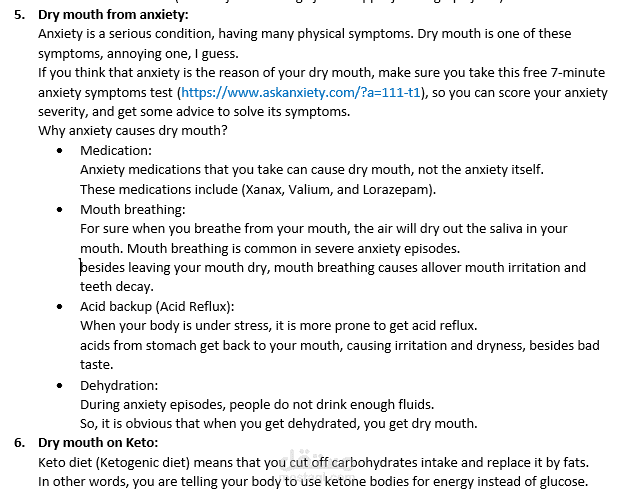مقال باللغة الإنجليزية عن Dry mouth