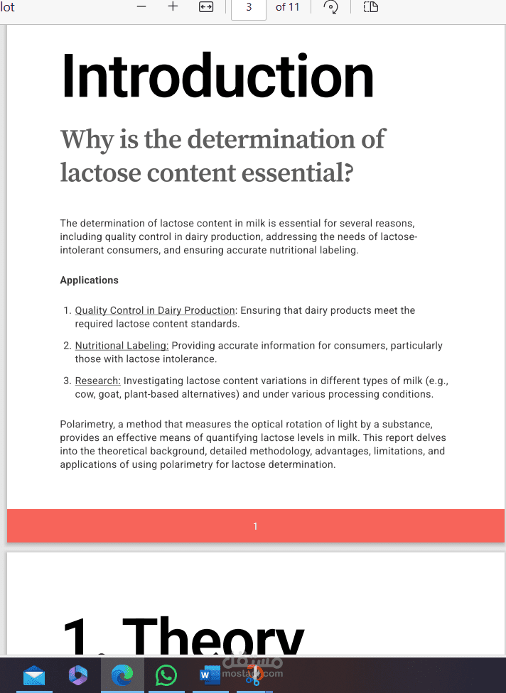 full illustration of lactose content determination by polarity