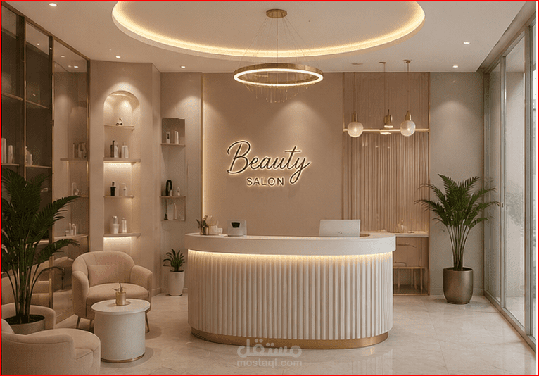 تصميم داخلي لصالون تجميل نسائي فاخر – Beauty Salon Concept