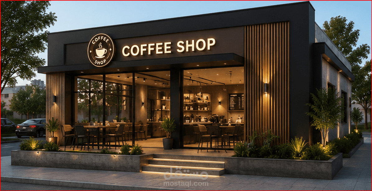 تصميم مقهى عصري دافئ (Coffee Shop Concept Design)