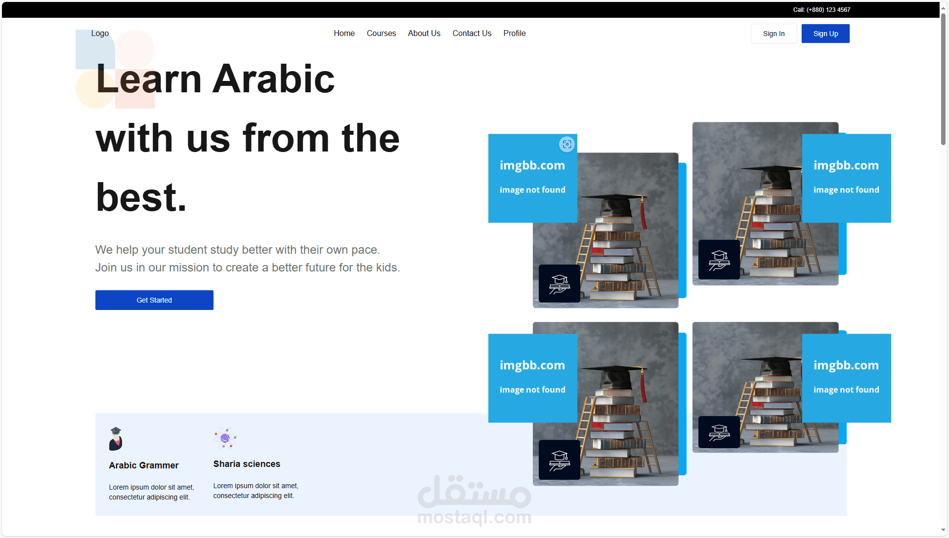 تنفيذ AdobeXD UI/UX منصة كورسات ( front end فقط )