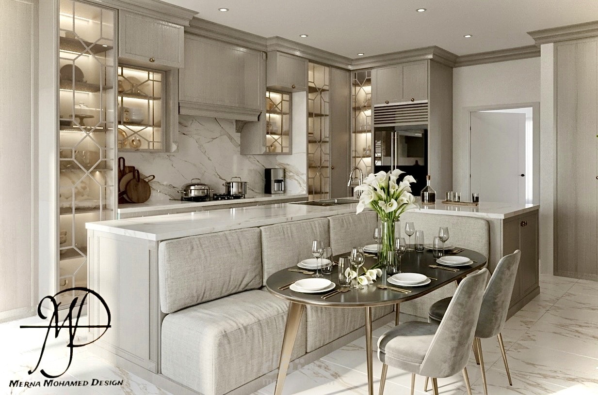 تصميم مطبخ كبير بالاستايل الكلاسيك