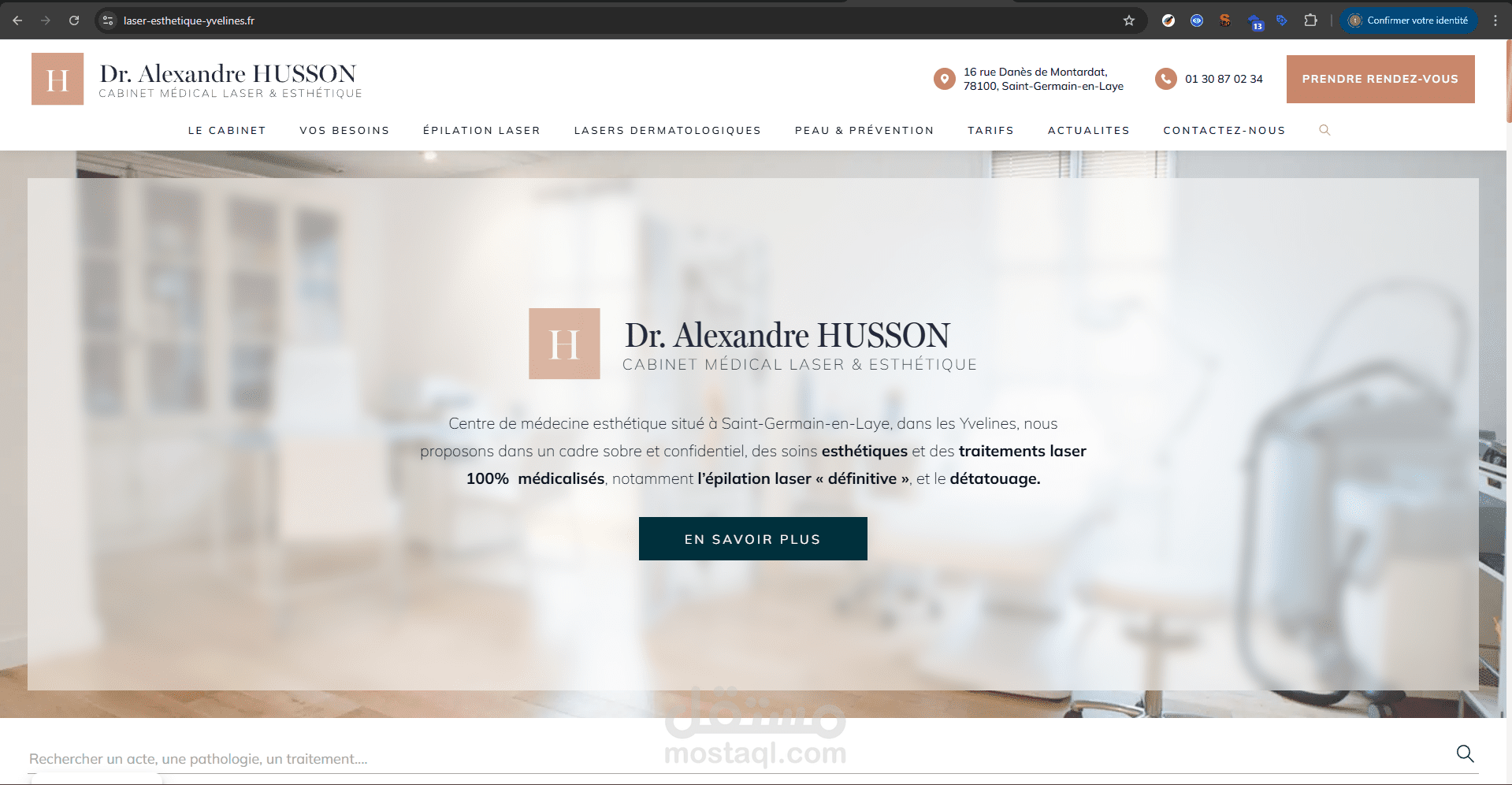 تصميم وتطوير موقع إلكتروني لعيادة طب التجميل والليزر "Dr. Alexandre HUSSON"