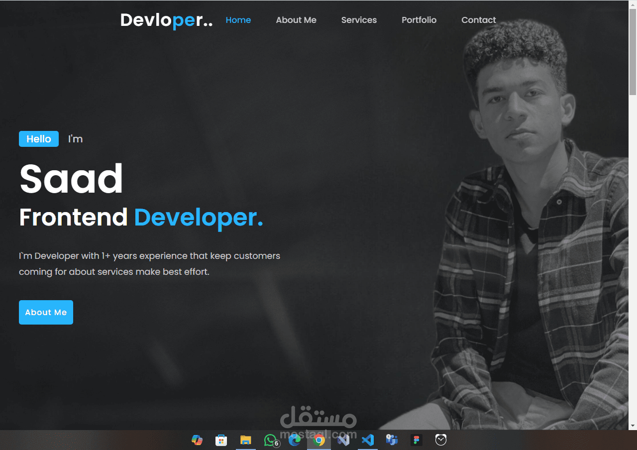 موقع بورتفوليو شخصي لمطور واجهات أمامية